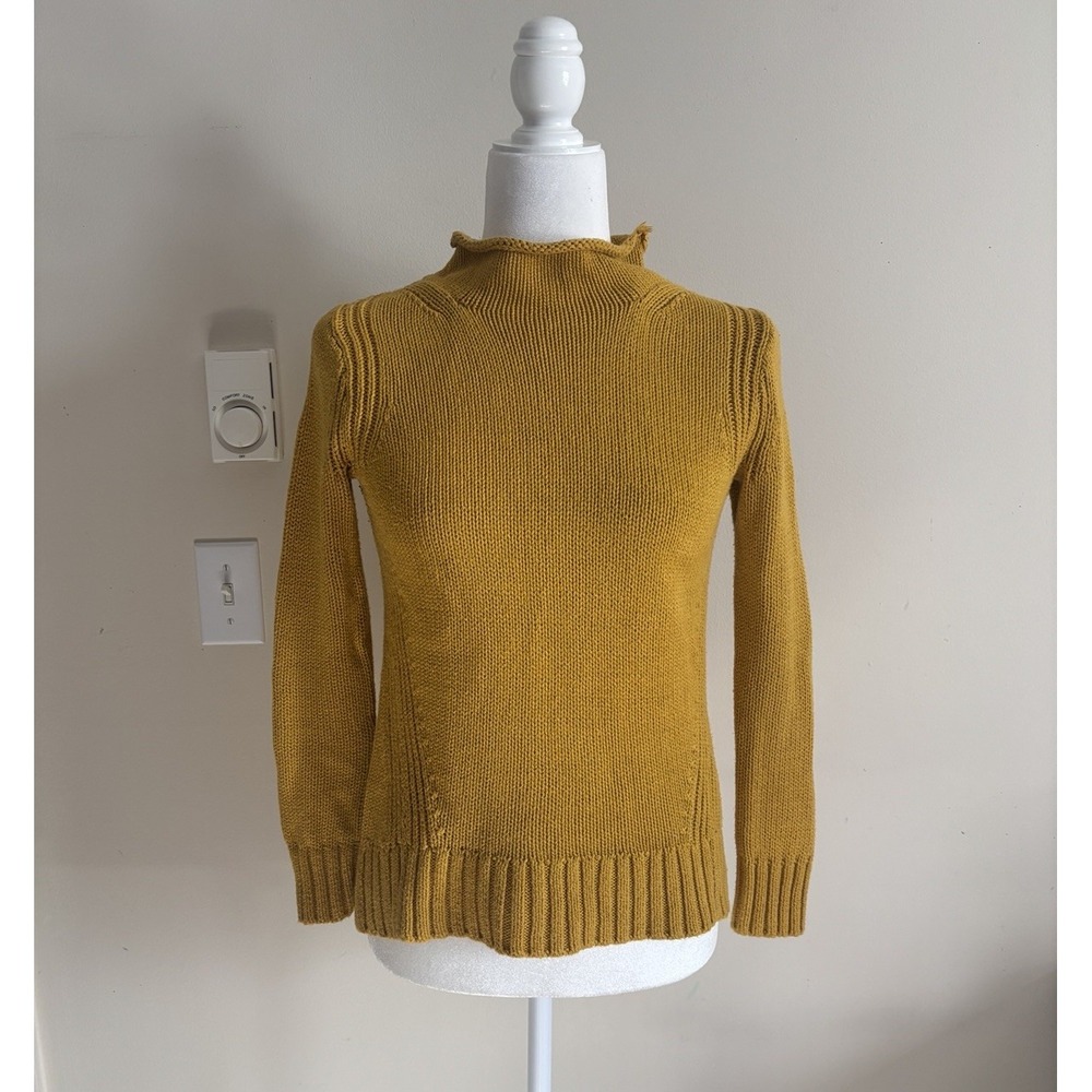 J Crew Always Oarsman Roll Neck Sweater‎ Womens XXS Sunflower Yellow Gold Preppy